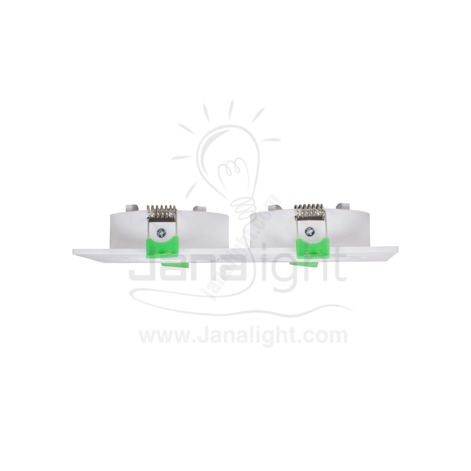 سبوت لايت فارغ متحرك مستطيل 2 عين بلاستك ابيض جنى لايت JN406 Double square white Spotlight frame